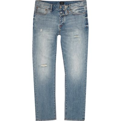 Blue wash Dylan slim fit ripped jeans